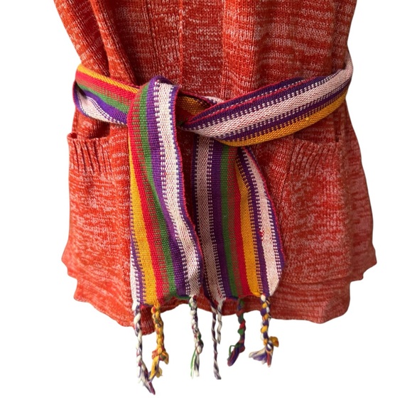 1960s A Fashion Import Acrylic/Poly Blend Open Cardigan w/Matching Belt - Picture 2 of 6